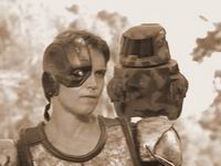 Stra�ni pirat Mendroid i njegov komi�ni predah, robot Spot. Arrrrgh, shiver me circuits!