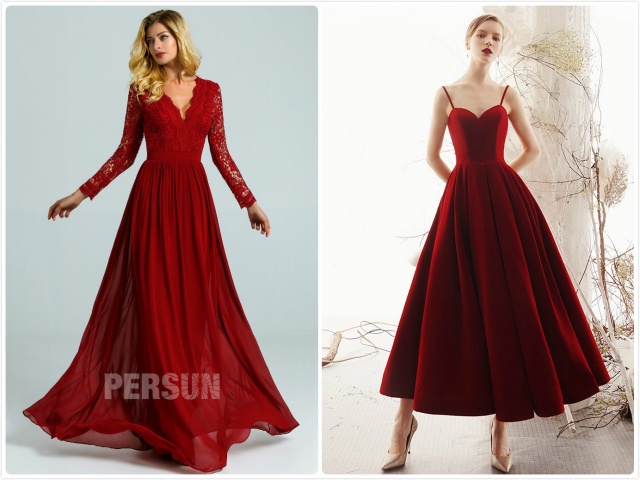 robe rouge bordeaux longue 2020