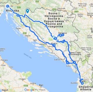 Kompletna karta kretanja Rijeka - Tirana - Rijeka