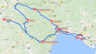 Karta putovanja sa mjestima zaustavljanja radi posjete