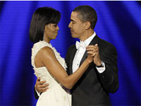 President Barack Obama and first lady Michelle Obama dance at the Neighborhood Ball on Inauguration Day.