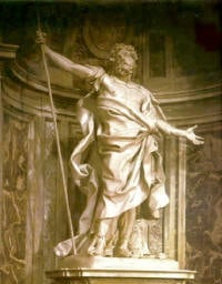 Kip predstavlja relikviju koplja kojim je Krist proboden. Ispod kipa se nalazi ta slavna relikvija (Sv. Petar - Rim)